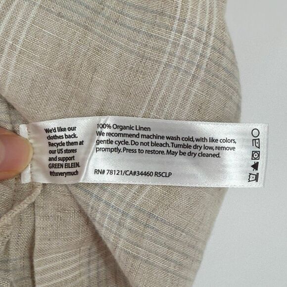 Eileen Fisher Organic Linen Catalan‎ Patch Pocket Oversized Tunic Top Medium - Picture 5 of 7